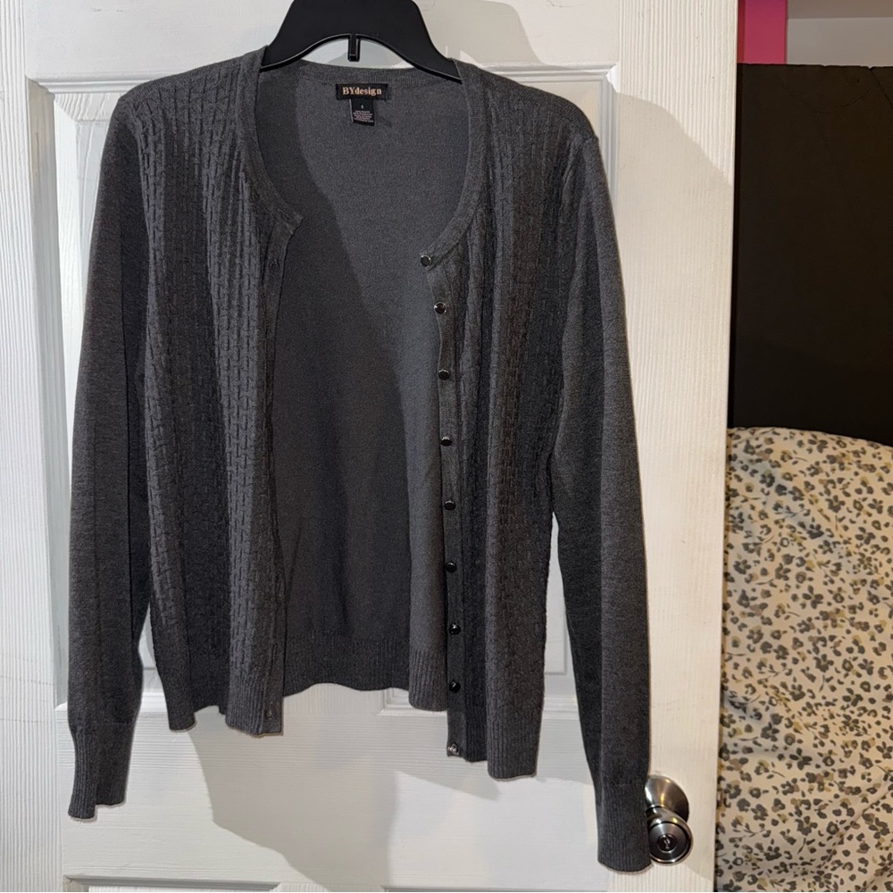Gray Button-Up Cardigan